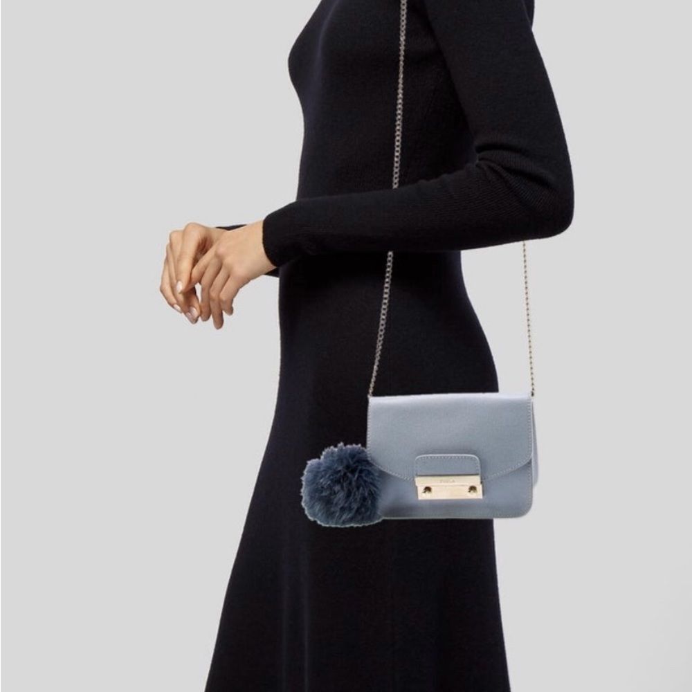 FURLA Leather Chainlink Crossbody Bag.